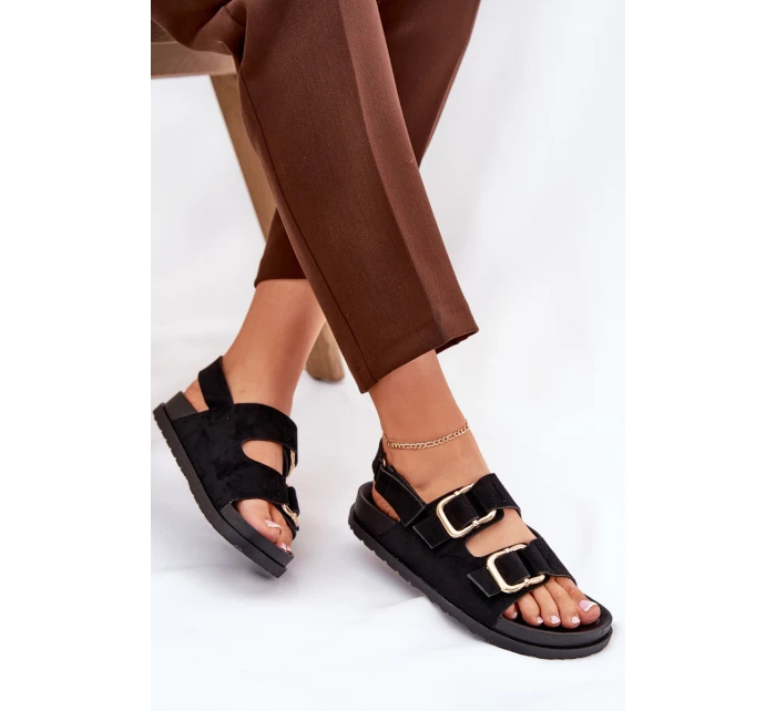 Sandały Damskie Z Klamrami Czarne Seladith Sandały Damskie Z Klamrami Czarne Seladith