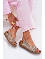 Skórzane Sandały Damskie Na Koturnie Maciejka L7069-04 Beżowe