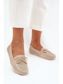 Dámské mokasíny s vzorem a šněrováním béžové model 21704522 - Boto