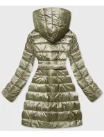 Dámska ľahká zimná bunda so zateplenou kapucňou khaki (omdl-019)