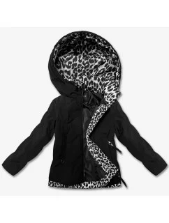 Miss TiTi (25899) Čierna dámska krátka bunda s motívom pantera