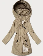 Dámska tmavobéžová bunda Goodlookin s ohrnutými rukávmi (B8556-12)