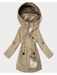 Dámska tmavobéžová bunda Goodlookin s ohrnutými rukávmi (B8556-12)