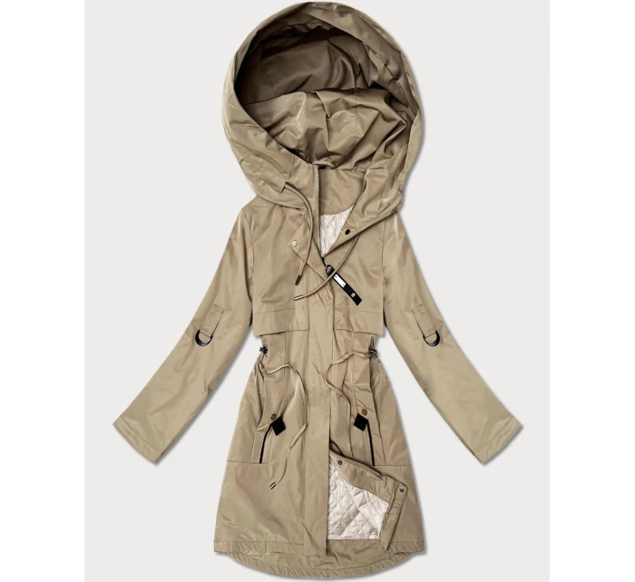 Dámska tmavobéžová bunda Goodlookin s ohrnutými rukávmi (B8556-12)