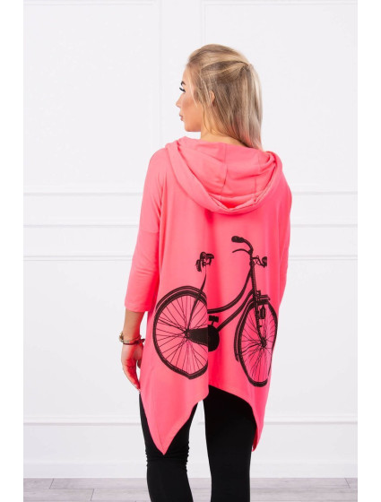 Mikina s potlačou kolesa ružová neónová