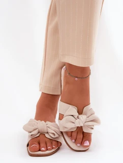 Plné Dámské Pantofle S Mašlí Béžové model 21688585 - Boto