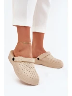 Piankowe Klapki Chodaki Damskie Beżowe Faylina Piankowe Klapki Chodaki Damskie Beżowe Faylina