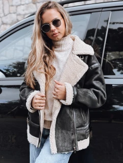 Dámska čierna bunda z ovčej kože ramones FashionStreet TY5247