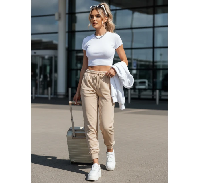 Dámské světle broskvové velurové tepláky Dstreet model 21993582 - FashionStreet