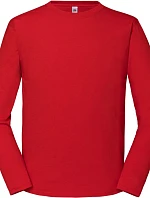 Fruit of the Loom Iconic 195 LSL Pánske tričko z hrubej bavlny s dlhým rukávom 16.1360 červené