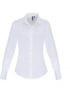 PR Popelínová elastická halenka s dl. rukávem 39.0 white model 22483802 - Premier