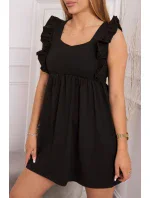 Šaty s volánikmi na bokoch čierne Šaty s volánikmi na bokoch čierne