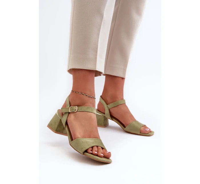 Sandały Damskie Na Klocku Z Eko Zamszu Zielone Leisha Sandały Damskie Na Klocku Z Eko Zamszu Zielone Leisha