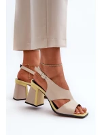 Dámske sandále na vysokom podpätku Béžová D&A