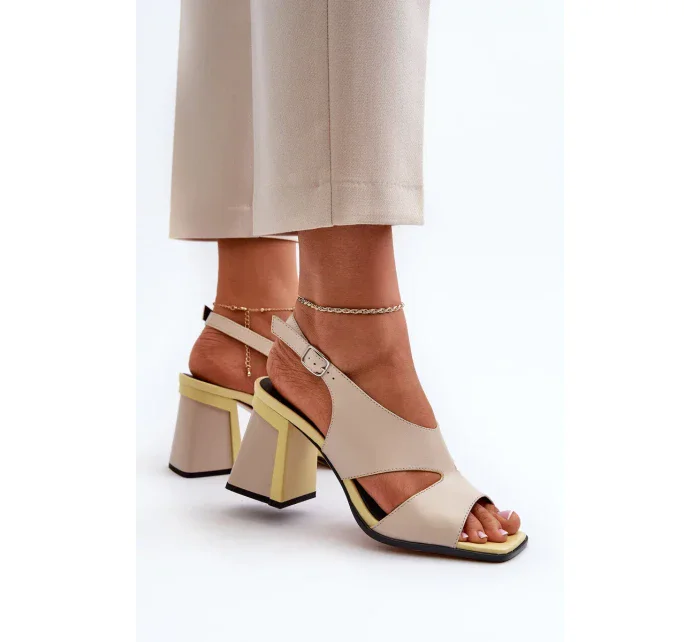 Dámske sandále na vysokom podpätku Béžová D&A
