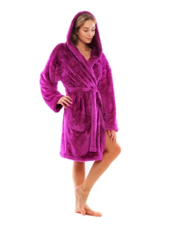 Dámsky župan Lilly extra s kapucňou 3/4 3320 jedna veľkosť fuchsiová - Vestis