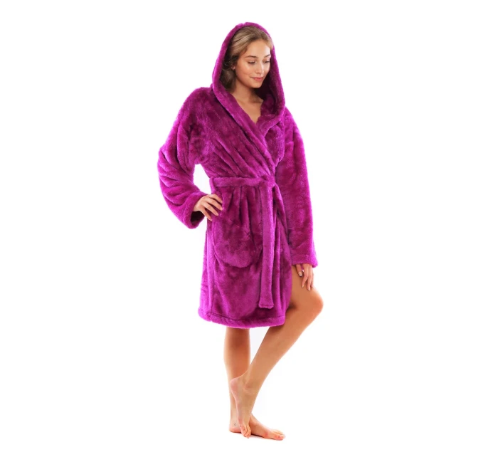 Dámsky župan Lilly extra s kapucňou 3/4 3320 jedna veľkosť fuchsiová - Vestis