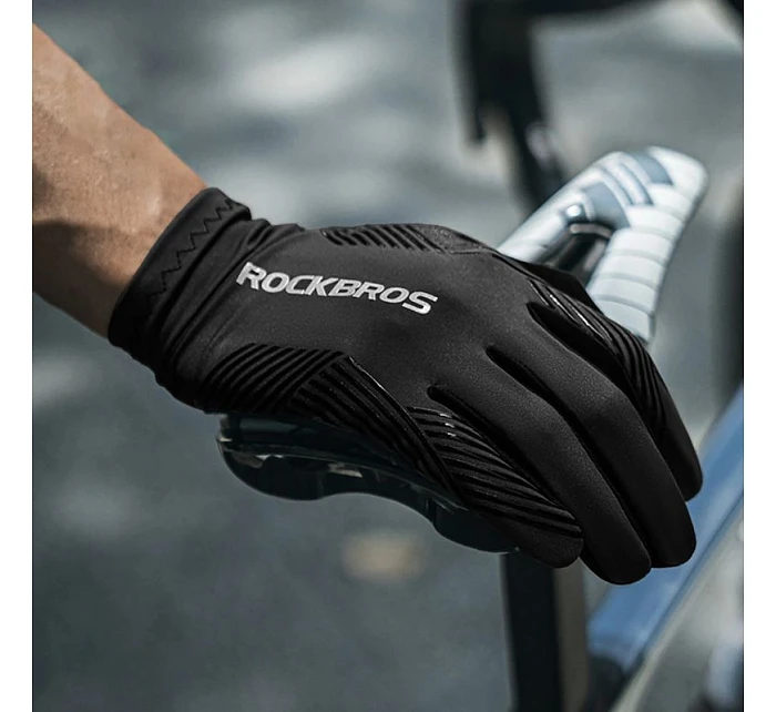 Cyklistické rukavice Rockbros jar/leto/jeseň, plné, veľkosť: L - čierne