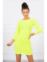 Šaty s ozdobnými gombíkmi žlté neónové
