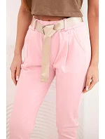 Kalhoty Punto s páskem světle růžové