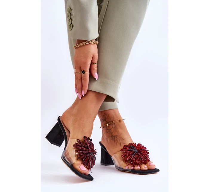 Módní pantofle na vysokém podpatku  Černá model 21617785 - S.Barski