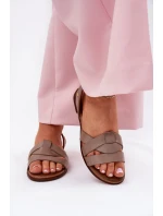 Zazoo 40185 Wygodne Skórzane Wsuwane Sandały Ciemnobeżowe