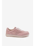 Dámske semišové kožené tenisky s otvormi Pink Almora