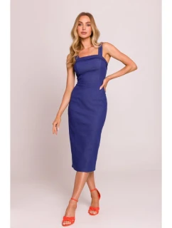 model 20970505 Džínové midi šaty modré - Moe