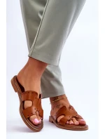 Dámske sandále s ozdobnými výrezmi Brown Emily