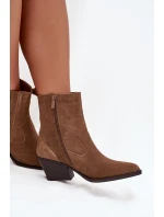 Dámska zateplená členková obuv Dylira na podpätku - ťava, semiš Dámska zateplená členková obuv Dylira na podpätku - ťava, semiš