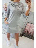 Šaty s kapucňou a vreckami šedej