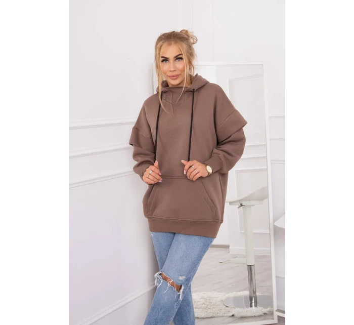 Zateplená mikina s polovičným zipsom mocca