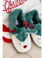 Vánoční dámské pantofle s motivem kožené zelené model 21772577 - Boto