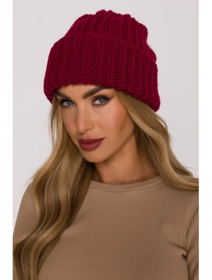 M895 Rebrovaná čiapka - bordová