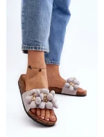 Dámské pantofle s ozdobami šedá Bunlia Dámské pantofle s ozdobami šedá Bunlia