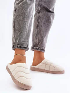 Futrzane Teplé dámske papuče Beige Vamirae