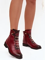 Dámske členkové topánky ASA62-16 Bordeaux s čiernou - Jezzi