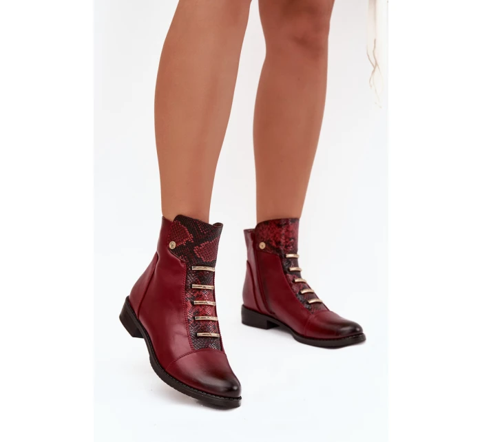 Dámske členkové topánky ASA62-16 Bordeaux s čiernou - Jezzi