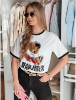 Dámské tričko oversize s vyšívaným medvídkem bílé Dstreet model 21988848 - FashionStreet