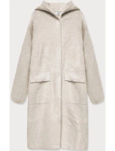 Béžový vlnený prehoz s kapucňou (B3006)