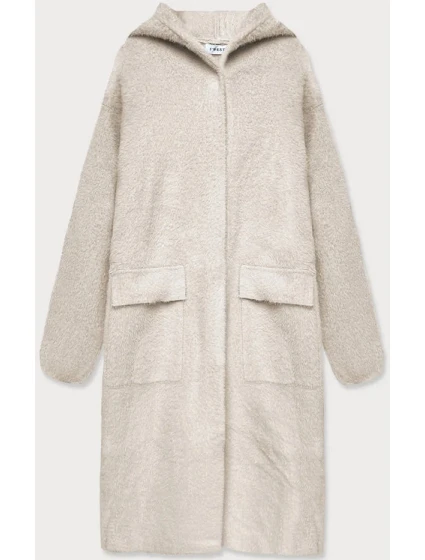 Béžový vlnený prehoz s kapucňou (B3006)