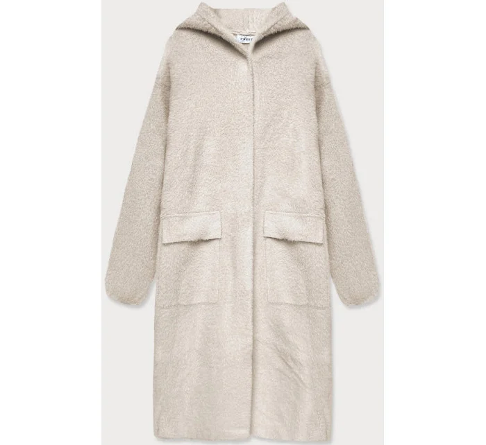 Béžový vlnený prehoz s kapucňou (B3006) Béžový vlnený prehoz s kapucňou (B3006)