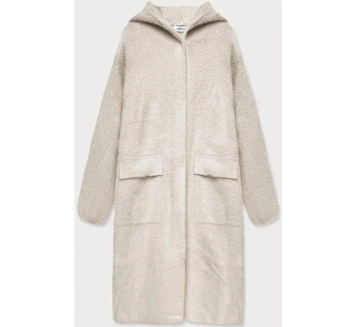 Béžový vlnený prehoz s kapucňou (B3006)