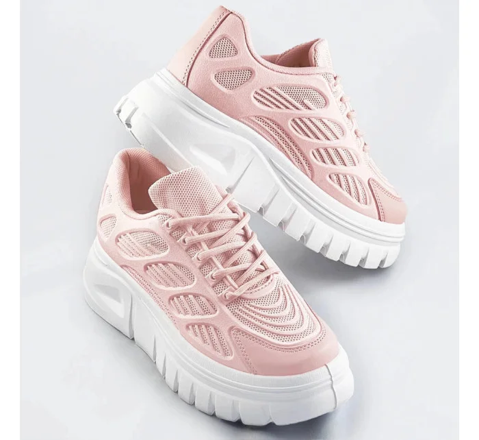 Růžové sportovní dámské boty na platformě model 17261132