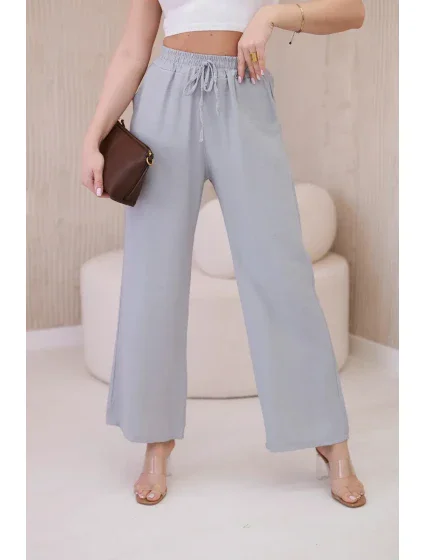 Viskózové kalhoty se širokými nohavicemi šedý Viskózové kalhoty se širokými nohavicemi šedý