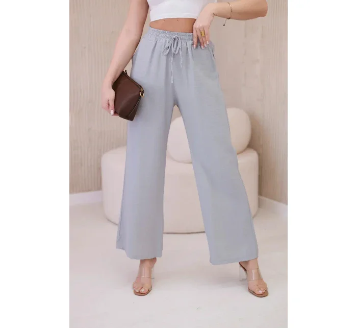Viskózové kalhoty se širokými nohavicemi šedý Viskózové kalhoty se širokými nohavicemi šedý