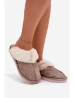 Dámské pantofle s kožíškem Khaki model 21772498 - Boto Dámské pantofle s kožíškem Khaki model 21772498 - Boto