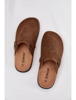 Dámske papuče a topánky na platforme s prackou - hnedé Selio