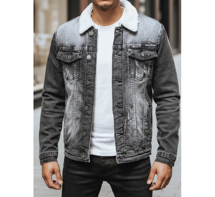 Pánská zateplená džínová bunda s ovčí kůží černá Dstreet model 21995199 - FashionStreet