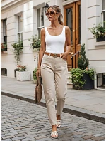 Dámske džínsy Mom Fit s opaskom, béžové, FashionStreet UY3084